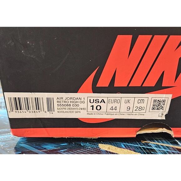 Nike Air Jordan 1 Retro High OG Pine Green 2.0 555088-030 Black Green Size 10 - Picture 7 of 10